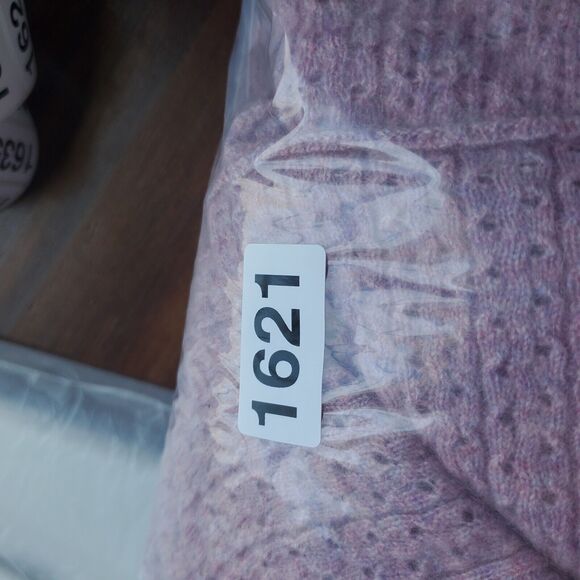 Zadig & Voltaire Cashmere Wrap Scarf Shawl Purple Pointelle Knit - Picture 11 of 11